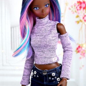 Suéter sin mangas de cuello alto 3 en 1 para muñeca inteligente con piernas/brazos Wormer SD leg Wormer, muñeca de un tipo, apto para BJD, Dollfie o similar, vaqueros para muñeca