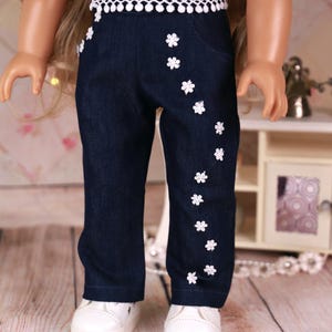 American Doll AG White flower  Jean  fit most 18 inch doll Gotz Journey Our Generation My life