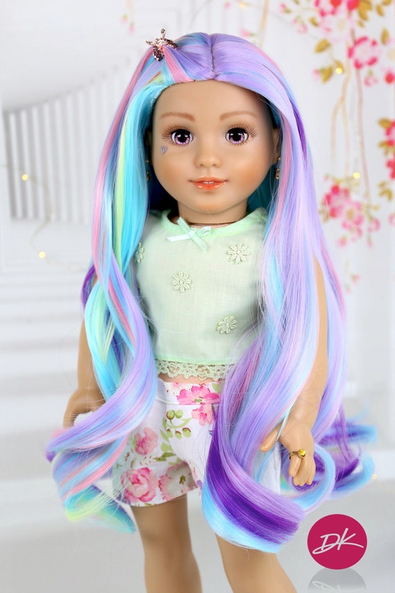 Custom 18 Inch Doll Wig PASTEL RAINBOW 2.0 18inch Doll Wigs , Doll of A  Kind, 10-11 Head Size, Fit 18dolls OG Blythe Gotz Madame 