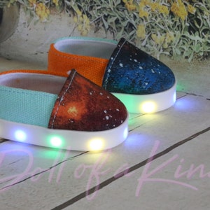 LIGHT UP SHOES for 18&quot; dolls - Galaxy Sneakers 18&quot; Inches Doll Gotz, My Life, Journey, Our Generation, Australian