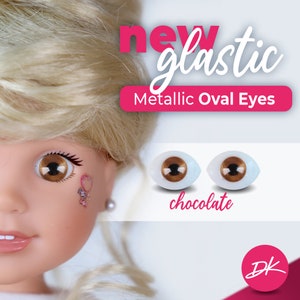Glastic metallic chocolade ovale popogen voor klassieke regenlaarzen en nieuwe Bigger Eyes Wellie BJD-pop of vergelijkbaar, ovale vervanging voor poppenogen 16 mm