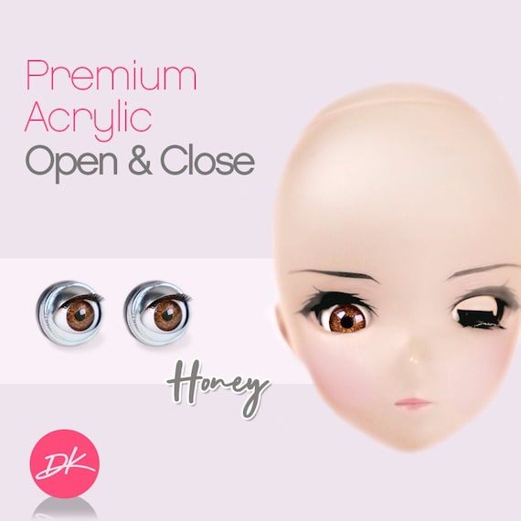 Ojos abiertos y cerrados de cristal de muñeca inteligente, ojos de muñeca  parpadeantes de miel, se adapta al estilo anime de muñeca inteligente o