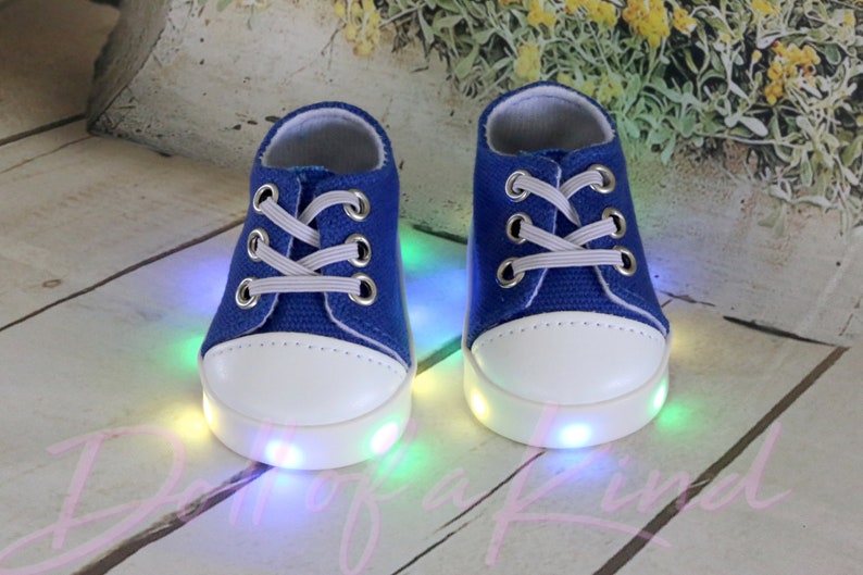 LIGHT UP SHOES for 18 Dolls Blue Sneakers American Girl Etsy