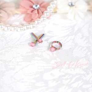 American Doll Gem Jewelry Set - Doll Earring - Doll Ring- Doll Jewelry - San Valentine Jewelry Set