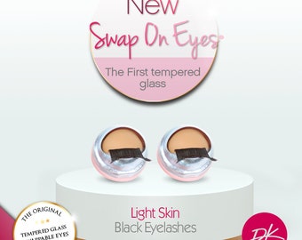 Light Skin-Black Eyelashes Swap On Eyes " Master Eyes "  Fits most 18'' doll  American Doll Eyes  Gotz Doll Our Generation Doll