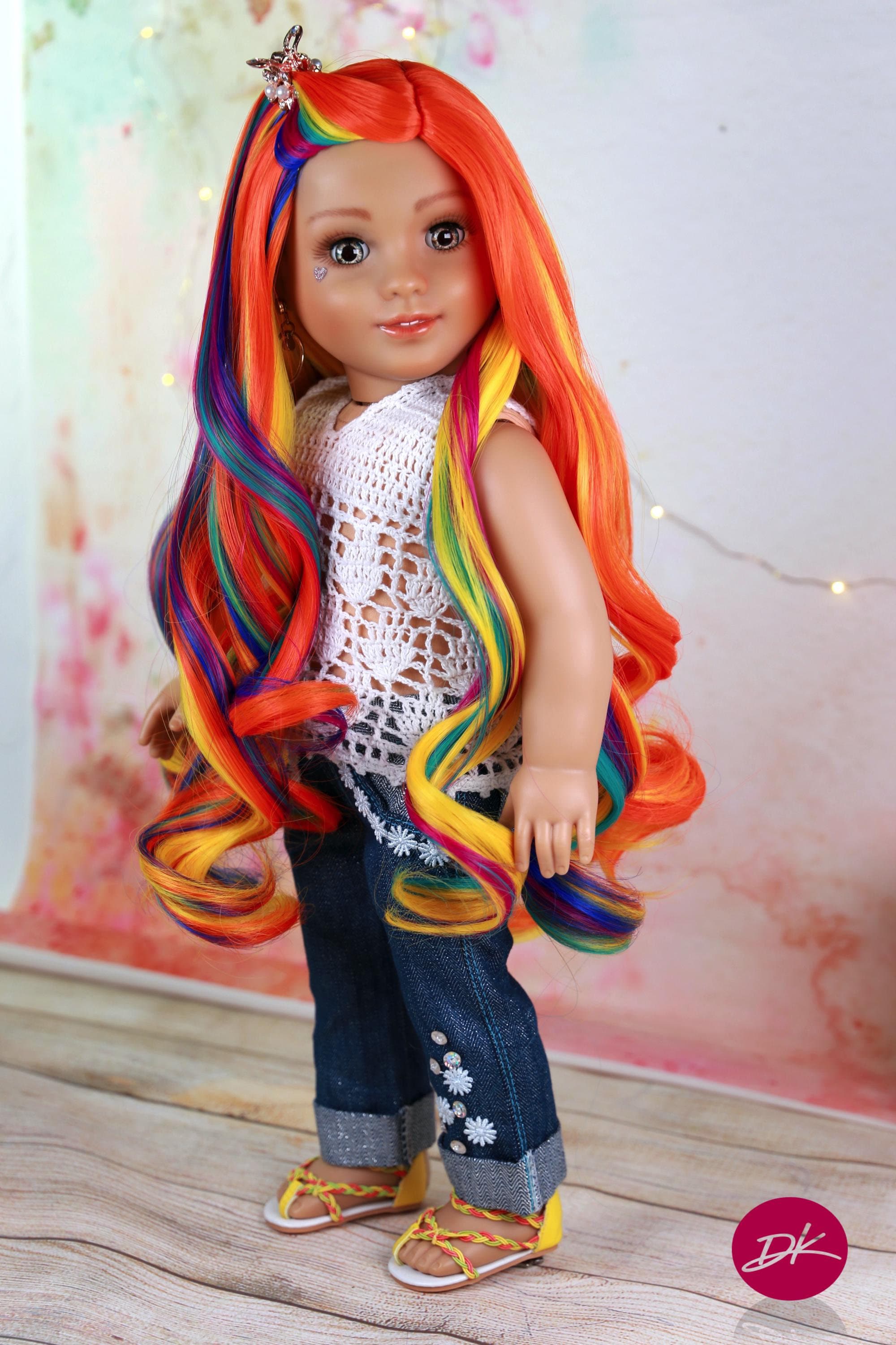 Custom 18 Inch doll Wig KIMBER 18inch doll Wig  Doll Of A Kind, 10-11 Head Size, Fit 18’’Dolls OG Blythe Gotz Madame