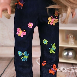 American Doll AG Embroidery Butterfly Jean  fit most 18 inch doll Gotz Journey Our Generation My life