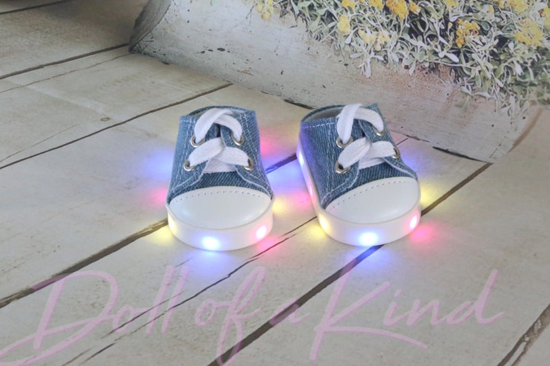 American Girl doll LIGHT UP Shoes Denim Fits Etsy