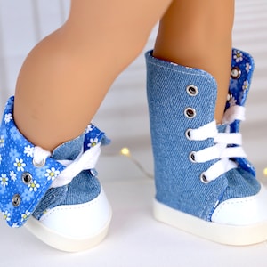 SECONDS 18 "Puppenschuhe Reversible Daisies Boots für American Doll Schuhe Gotz Schuhe für My Life Schuhe für Reise Schuhe OG Schuhe für AG Puppe