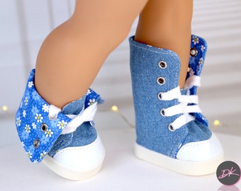 18" Doll shoes Reversible Daisies Boots for American Doll shoes Gotz shoes for My Life shoes for Journey shoes OG Shoes for AG doll