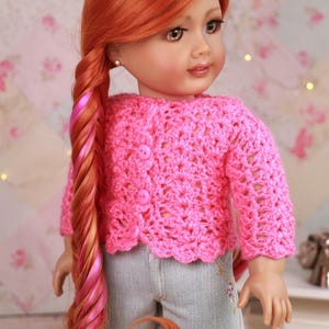 American Doll Pink Crochet sweater fit most 18 inch doll Gotz Journey Our Generation My life