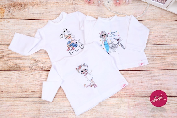 18" Inches Doll Casual Long sleeve Cotton Embroidery shirt fit most 18 inch doll Gotz Journey Our Generation My life AG Doll American Doll