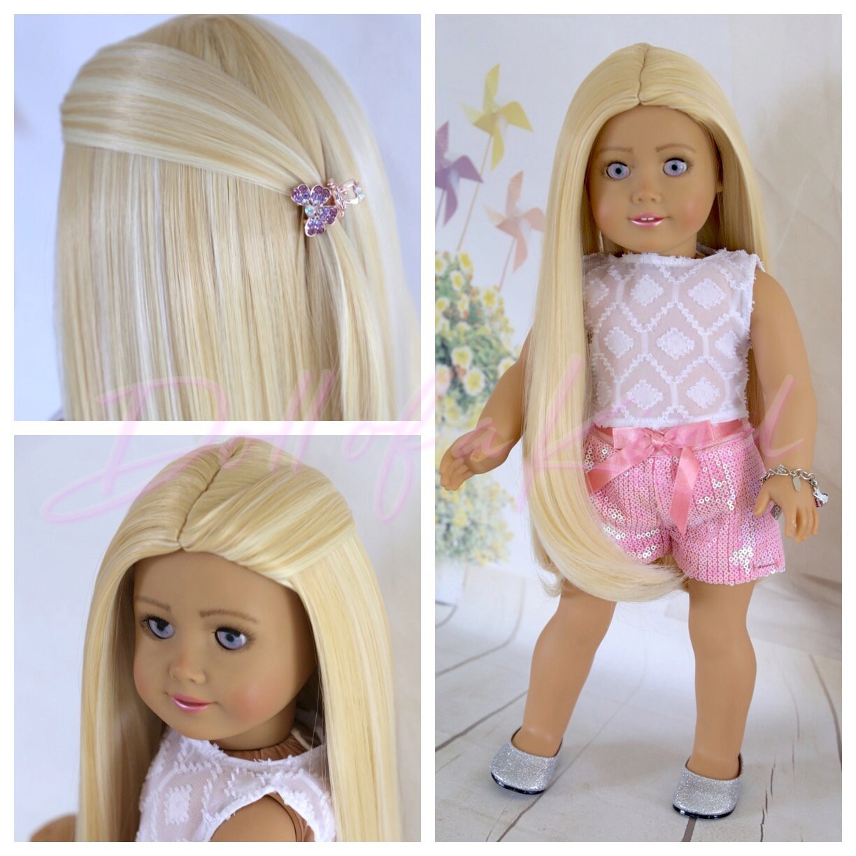 Custom American Girl Doll Wig Blonde Swirl Fit Etsy