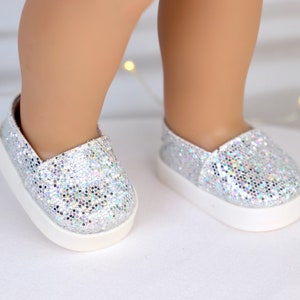 Silver Glitter 18&quot; Inches Doll SHOES  Silver shoes for 18&#39;&#39; Dolls  Fit most 18&quot; dolls Gotz   My Life  Journey Our Generation