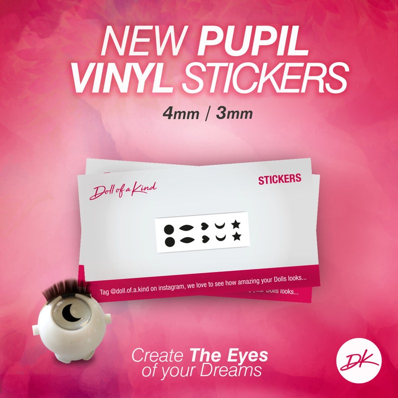 Top Pupil Sticker Pupil Vinyl Sticker for Blank Eyes - Fits Most 18'' Doll American Doll ...