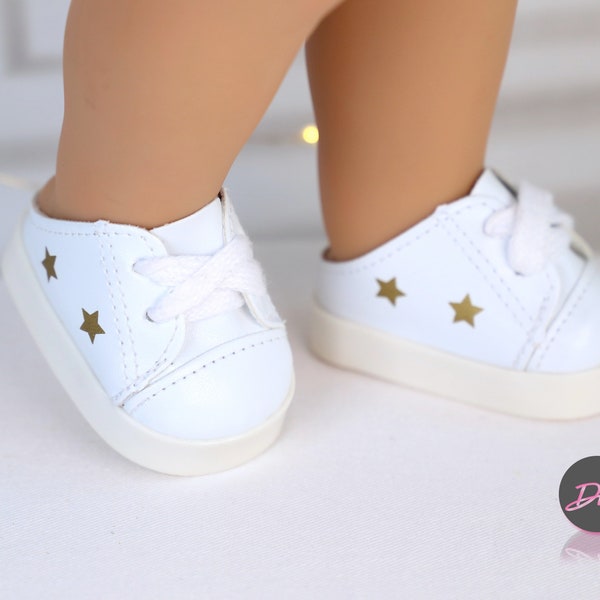 SECONDS AG Doll Shoes Gold Star doll canvas -Fits most 18'' doll height - Gotz My Life, Journey, Our Generation, Australian