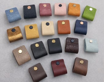 Mini Leather Drawer Pulls (Pack of 2) - Handmade Cabinet Knobs, Choice of Hardware