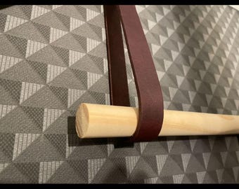 Genuine Leather Ceiling Straps Hanging Dowel Holder, Scandinavian Decor