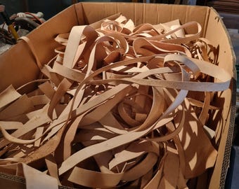 Box Of Natural Veg Tan Leather Offcuts 1KG   Leather Off Cuts Scraps Home Craft Leather Craft