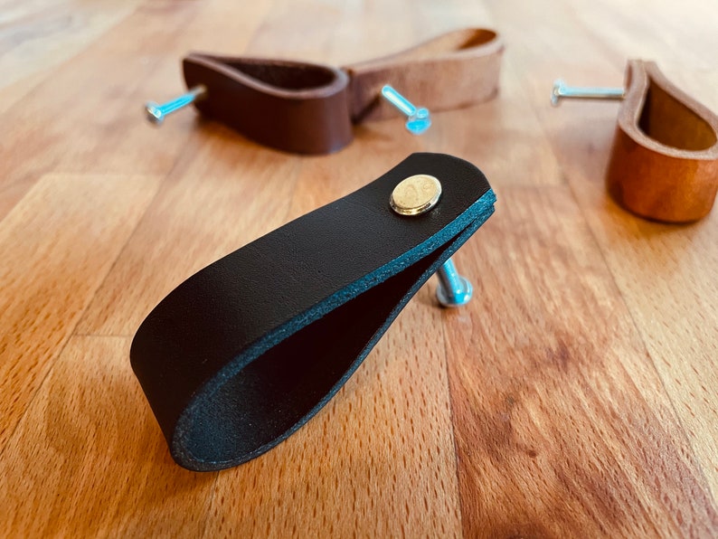Thick Leather Drawer Handles Leather Pulls Leather Etsy