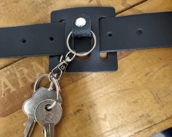 Schwarz Echtleder Handmade Leder Schlüsselanhänger Gürtelclip Schlüsselhalter Schlüsselanhänger