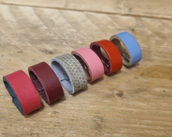 X2 Genuine Leather Belt Loops/Keepers, 15mm. Pink/Blue/Red/Snake Skin