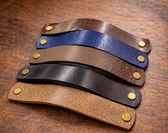 Outdoor Leather Drawer Pull Handle - Garden Cabinet Knob, Barn Door Hardware