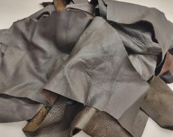 Mixed Box Of Genuine Dark Brown Leather 1KG Off Cuts Offcuts Scraps