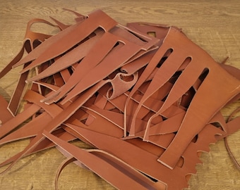 1.3mm Thick Mixed Box Of Genuine Tan Leather 1KG Off Cuts Offcuts Scraps