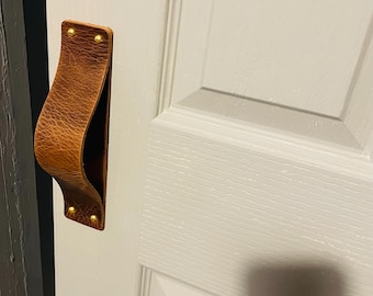 Thick Leather door handle leather  genuine leather. Direct Screw In. Barn Door. Sliding doors