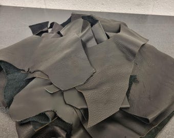 Genuine Black Leather Off Cuts (1KG) – Full Grain Cowhide Scraps for Crafting