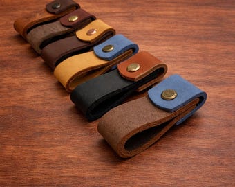 Thick Leather Drawer Pulls | Handmade Cabinet Handles, Rustic Modern Furniture Upgrade