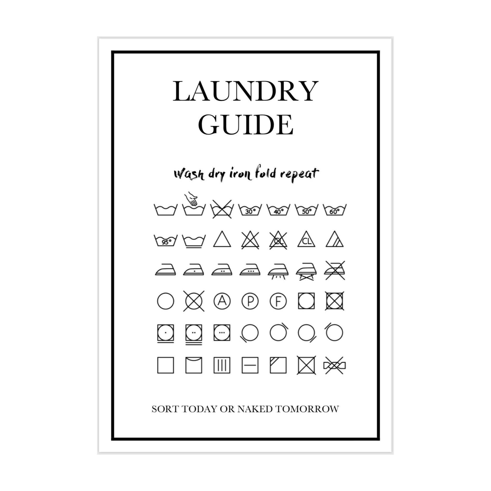 Laundry guide washing print prints poster wall art Etsy