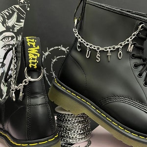 CUSTOM WORD NAME Boot Chain charms hardware grunge charm, shoe accessories, shoe jewellery, clip anklet chains, customization, customisable