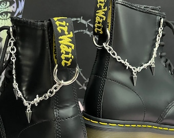 BARBED WIRE & SPIKE boot chain, hardware grunge boot charms, shoe accessories, shoe jewellery, shoe chains and charm