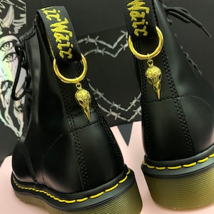 ORNATE RAVEN SKULL gold boot charms, grunge punk charm, shoe accessories, boot charms, dark academia