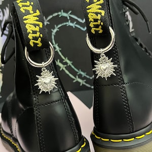 BOOT CHARMS HEART silver spiked barbed wire heart boot charm, boot ornament, alchemy gothic cute witchy style