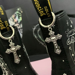 GOTHIC HEART CROSS boot charm, grunge punk charms, shoe accessories, boot jewellery