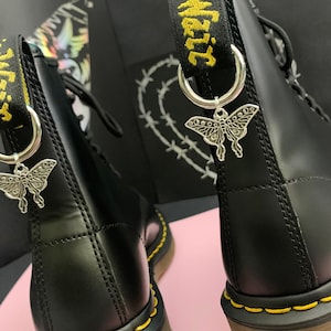 MOON PHASE MOTH boot charms, grunge charm, shoe accessories, boot jewellery, butterfly charms