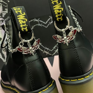 ORNATE RED MOTH O Ring Boot chain charm, hardware grunge punk, shoe accessories, boot jewellery, dark academia gothic anklet chains, luna