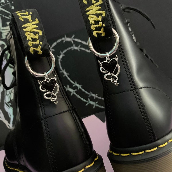 THE DEVILS HEART Boot charms, grunge punk charm, shoe accessories, boot jewellery, Halloween witchy, black celestial ghost snake