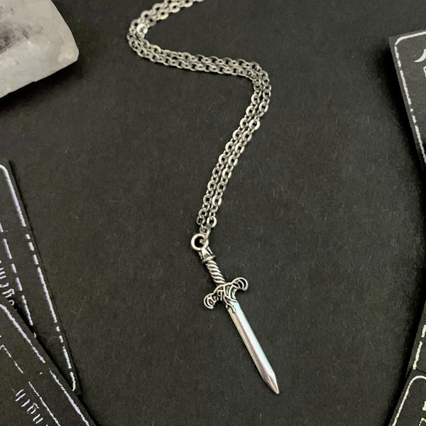 NORSE DAGGER NECKLACE, stainless steel choker, gothic jewelry, grunge pendant, dark academia, witchy viking sword pendant bewitched