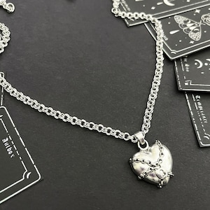 CHAINMAIL & PADLOCK HEART Necklace, stainless steel choker, grunge jewelry, alt gothic necklace, alternative punk hardware chain