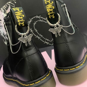MOON PHASE MOTH Boot chain charms, grunge charm, shoe accessories, boot jewellery, gothic chains