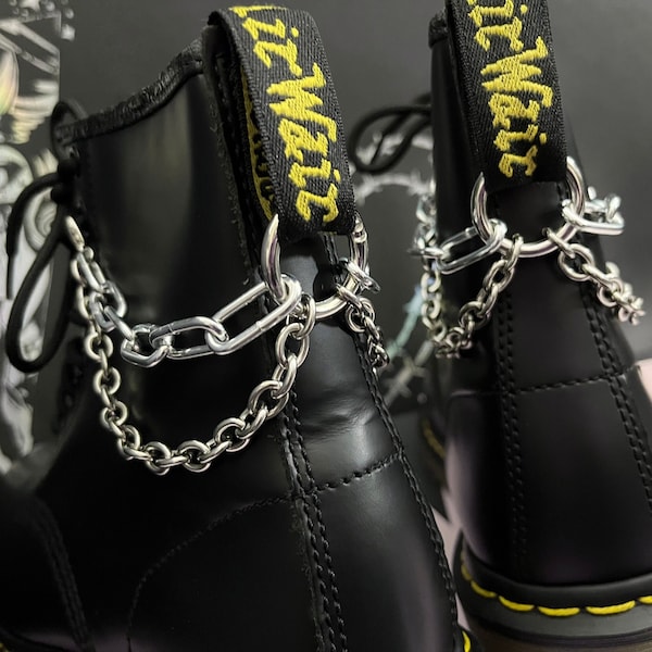 HARDWARE DOUBLE STEEL boot chains, O Ring Boot charm, chunky grunge charms, shoe accessories, boot jewellery, dark academia gothic chain