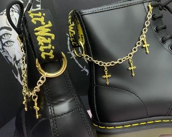 CROSS GOLD O Ring Boot chains charm, hardware grunge charms docs, shoe accessories, boot jewellery, dark academia chain