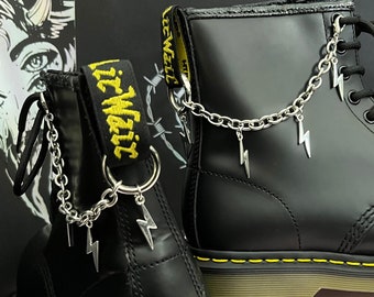 THUNDER BOOT Chain charms hardware grunge charm, shoe accessories, shoe jewellery, clip anklet chains, lightning bolt