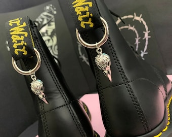 ORNATE RAVEN SKULL boot charms, grunge punk charms, shoe accessories, boot charms