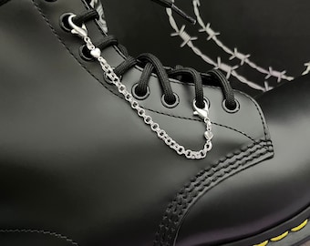 SHOELACE HEART CHAIN, shoelace charms, chainmail shoe accessories, alternative shoe chains charm, stainless steel, boot jewellery