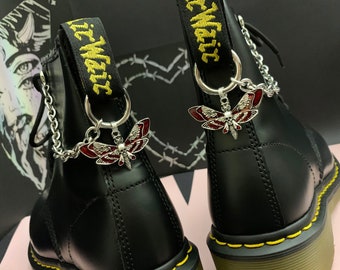 ORNATE RED MOTH O Ring Boot chain charm, hardware grunge punk, shoe accessories, boot jewellery, dark academia gothic anklet chains, luna